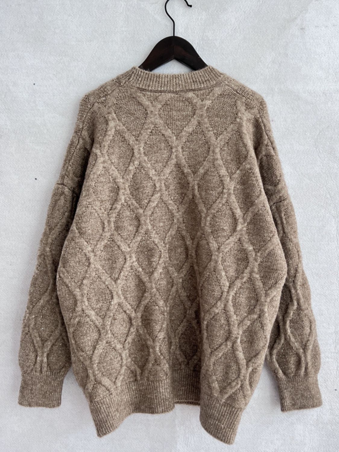 Diamond Round Neck Long Sleeve Sweater